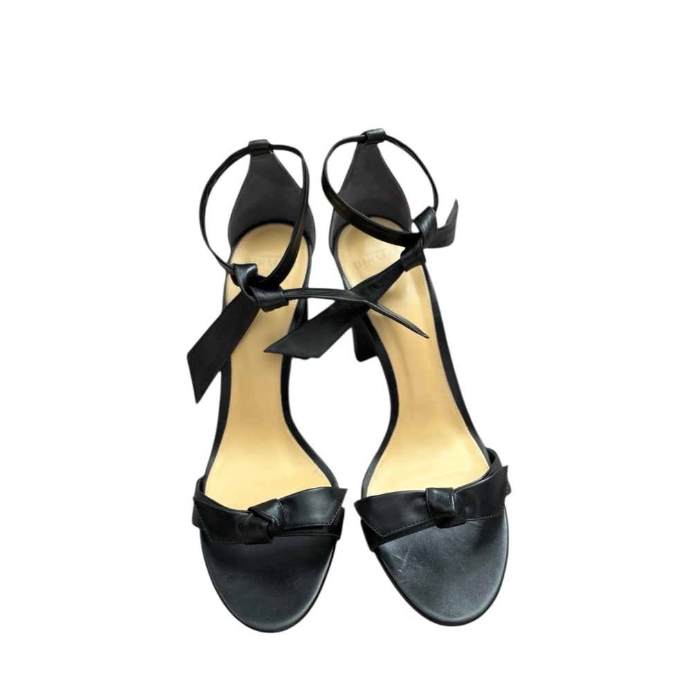 ALEXANDRE BIRMAN Clarita 90 Black Bow Leather Ankle Tie Open Toe Heels - Picture 4 of 9